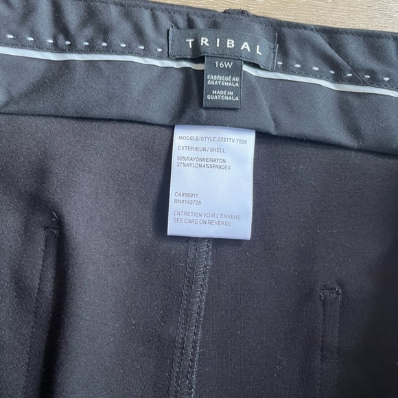 Tribal Wide Leg Cropped Pants Plus Size 16 Black - Picture 3 of 6